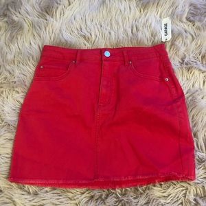 red denim garage skirt